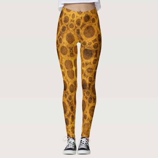 Golden Brown Steampunk Pattern Leggings (Voorkant)
