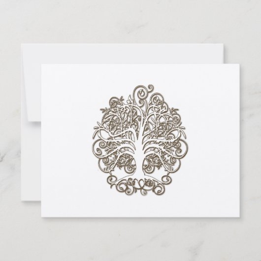 Golden Brown Swirl Tree Wedding Response Kaart (Voorkant)