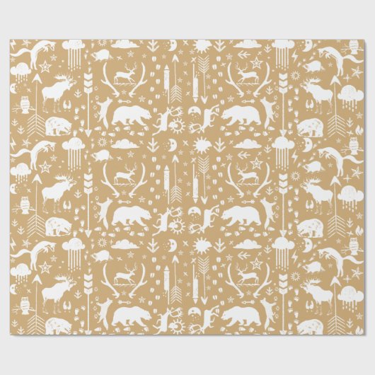 Golden Brown Tan White Forest Tracrows Cadeaupapier (Vlak)