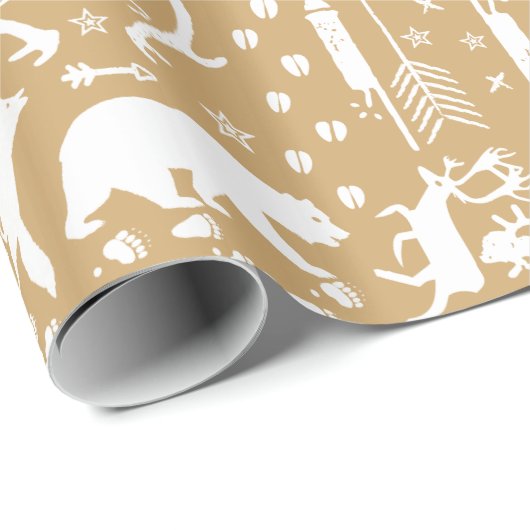 Golden Brown Tan White Forest Tracrows Cadeaupapier (Rol Hoek)