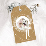 Golden Brown & White Christmas Wreath Foto Cadeaulabel<br><div class="desc">Vakantiefoto cadeau label met een eenvoudige kerstkrans. Voor meer geavanceerde aanpassing van dit ontwerp,  klikt u op de BUTTON DESIGN TOOL hierboven!</div>