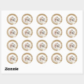 Golden Brown & White Christmas Wreath Foto Ronde Sticker (Vel)