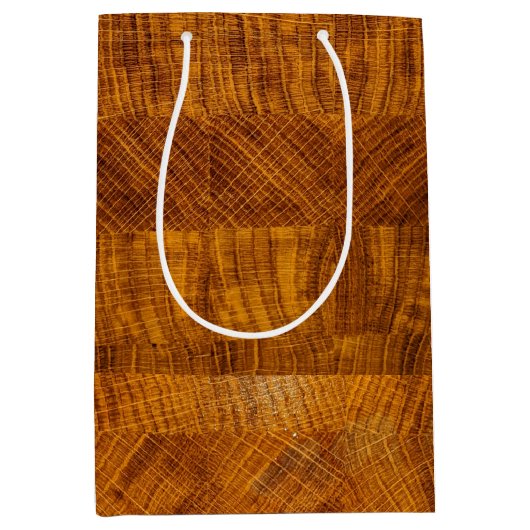 Golden Brown Wood Cut Mosaic Medium Cadeauzakje (Voorkant)