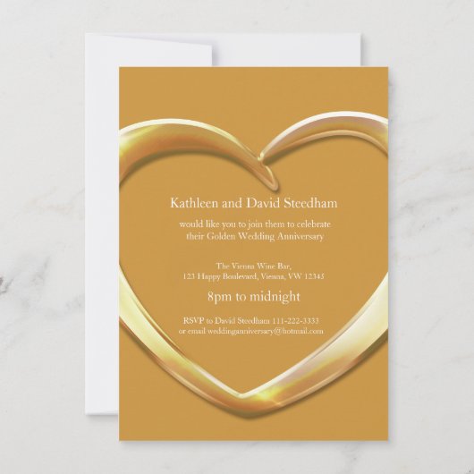 Golden bruiloft hartje 50 jaar gouden feest kaart (Achterkant)