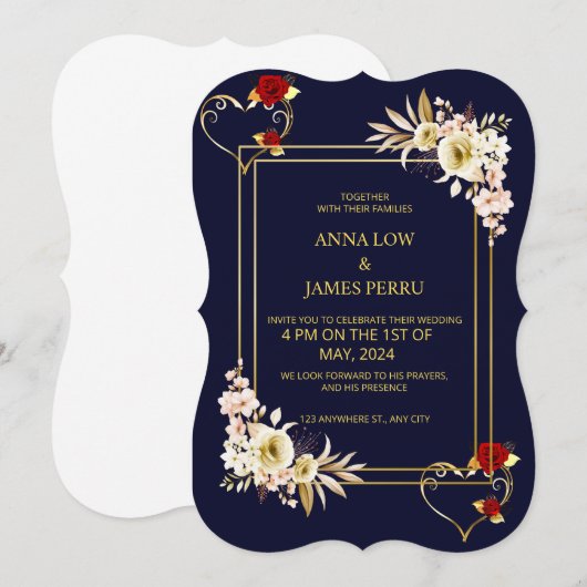 Golden bruiloft kaart (Voorkant / Achterkant)