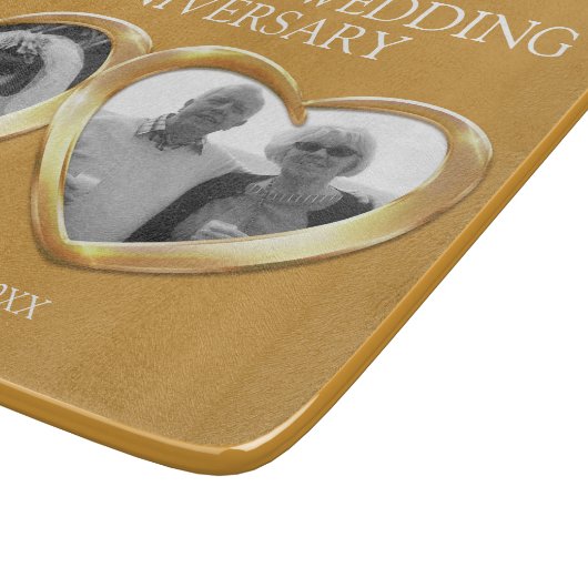 Golden bruiloft voorbij cadeau foto snijplank (Hoek)