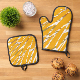 Golden Brush Elegance Ovenwant & Pannenlap Set