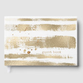 Golden Brush Stroke Stripes Wedding ID655 Gastenboek (Voorkant)