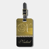Golden Brushed Metal Stylish Monogram N Bagagelabel (Voorkant verticaal)