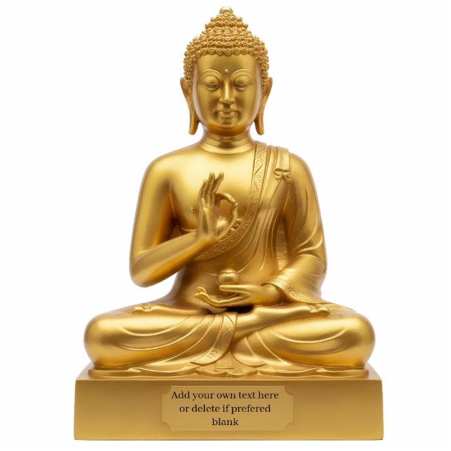 Golden Buddha 2D Statuette Flat Statue Staand Fotobeeldje (Voorkant)