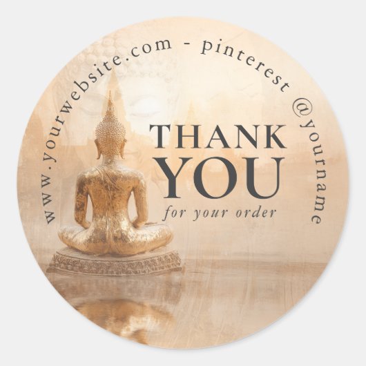 Golden Buddha Business Salon Ronde Sticker (Voorkant)
