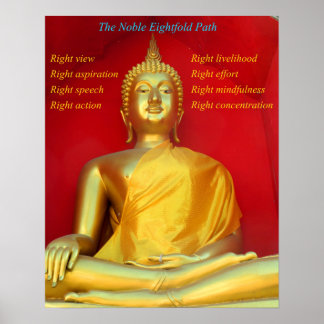 Golden Buddha en Noble Achtvoudig pad Poster