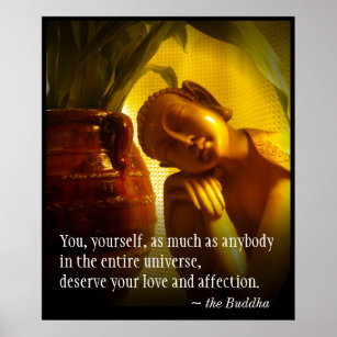 Golden Buddha Green Leaves Quote Love Affection Poster