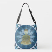 Golden Buddha Mandala (blue) Crossbody Tas (Achterkant)