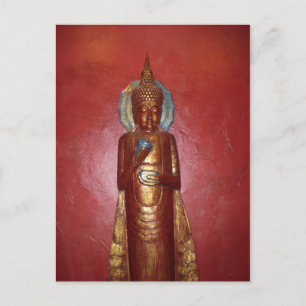 GOLDEN BUDDHA OP RED WALL BRIEFKAART