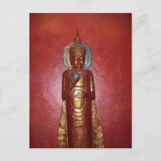 GOLDEN BUDDHA OP RED WALL BRIEFKAART (Voorkant)