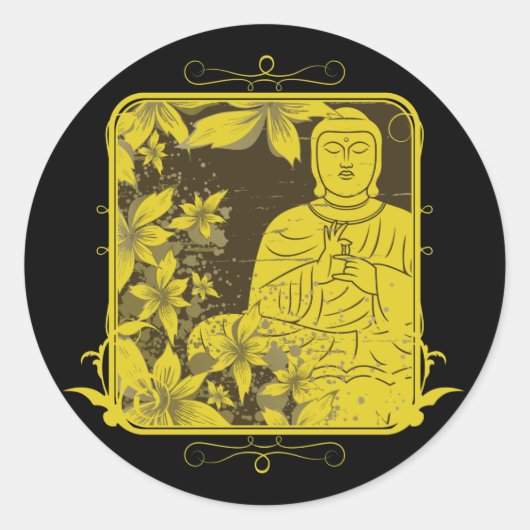 Golden Buddha Ronde Sticker (Voorkant)