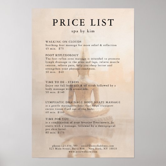Golden Buddha Salon Price List Poster (Voorkant)