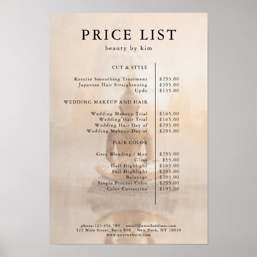 Golden Buddha Salon Price List Poster (Voorkant)
