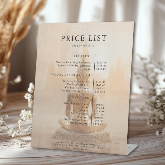 Golden Buddha Salon Price List Reclamebord Met Voetstuk