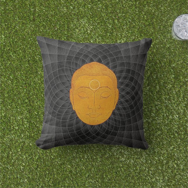 Golden Buddha Zen Mandala Pillow Buitenkussen (Gras)
