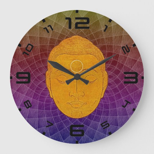 Golden Buddha Zen Mandala Wall Clock Grote Klok (Voorkant)