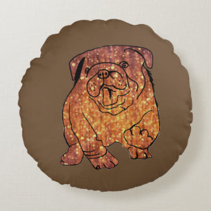 Golden Bulldog Borhed Polyester Roundcushion Rond Kussen