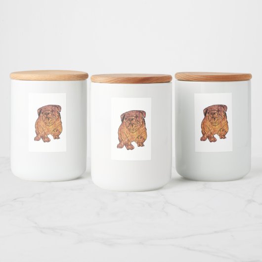 Golden Bulldog Frans aangepaste voedselcontainer l Etiket (Flessen)