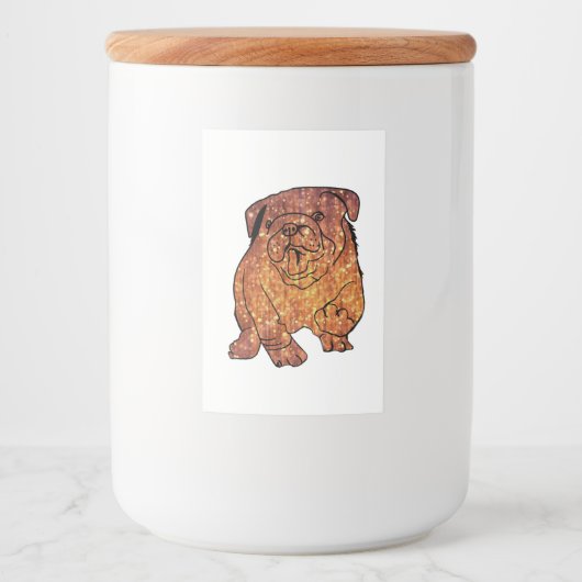 Golden Bulldog Frans aangepaste voedselcontainer l Etiket (Voorkant)