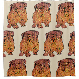 Golden Bulldog Frans Buldog douchegordijn
