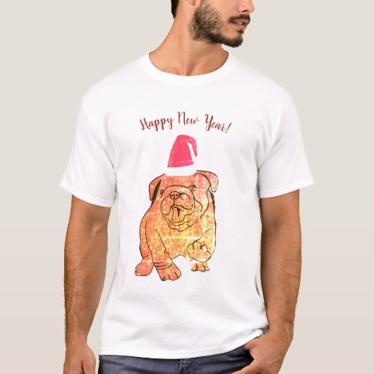 Golden Bulldog Nieuwjaar Basic T-shirt (Voorkant)