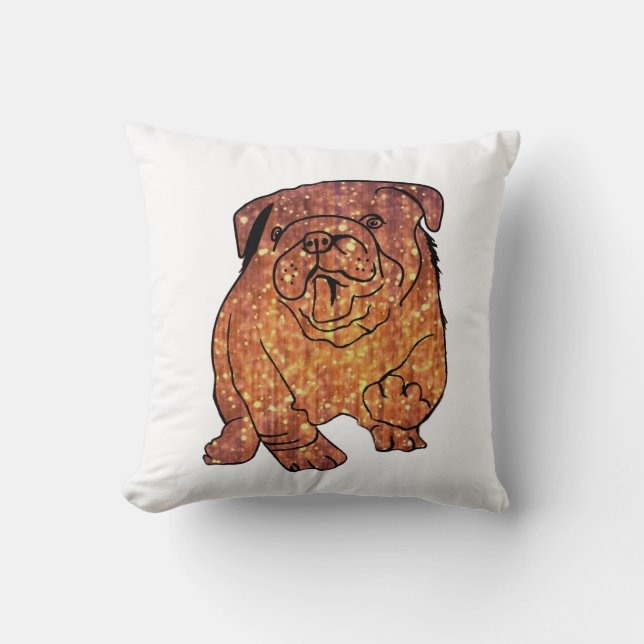 Golden Bulldog Throw Cushion Kussen (Voorkant)