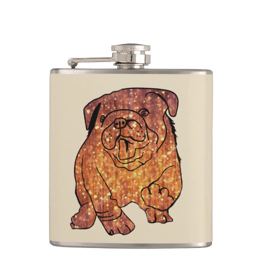 Golden Bulldog vinyl omwikkelde kolf Heupfles (Voorkant)