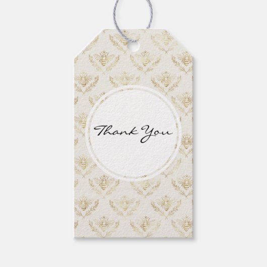 Golden Bumble Bee met een kroonpatroon Dank u Cadeaulabel (Voorkant)