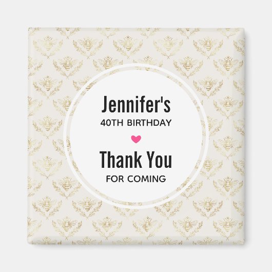 Golden Bumble Bee met een kroonpatroon Dank u Magneet (Voorkant)