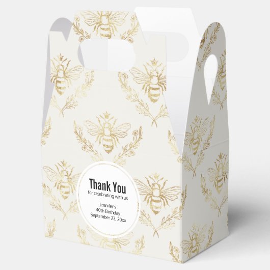 Golden Bumble Bee met kroonpatroon Bedankdoosjes (Geopend)