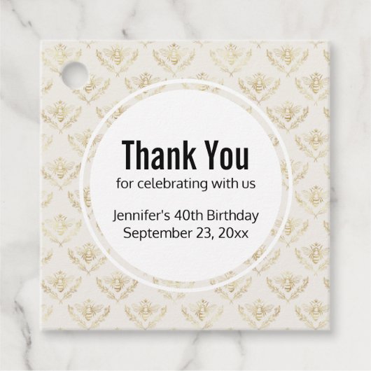 Golden Bumble Bee met kroonpatroon Bedankjes Labels (Voorkant)
