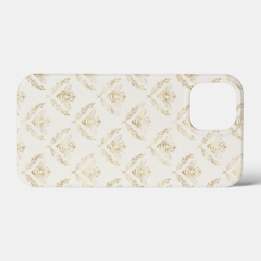 Golden Bumble Bee met kroonpatroon Case-Mate iPhone Case (Achterkant (horizontaal))