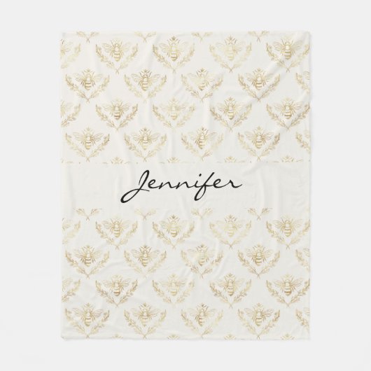 Golden Bumble Bee met kroonpatroon Fleece Deken (Voorkant)