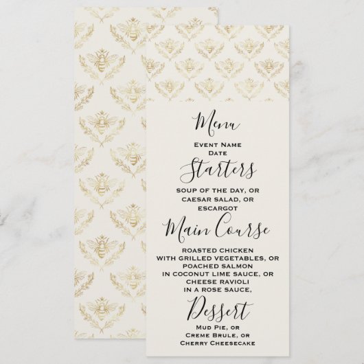 Golden Bumble Bee met kroonpatroon Kaart (Voorkant / Achterkant)