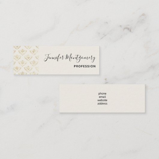 Golden Bumble Bee met kroonpatroon Mini Visitekaartje (Voorkant / Achterkant)