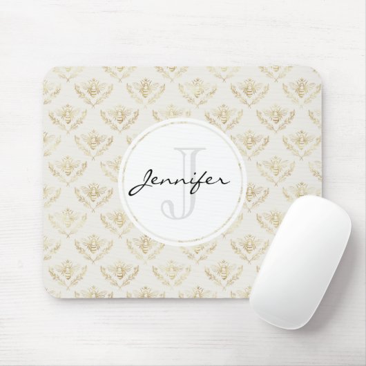 Golden Bumble Bee met kroonpatroon Muismat (Met muis)