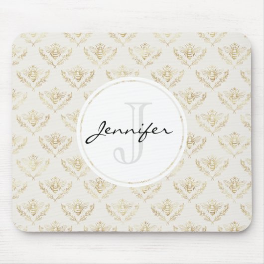 Golden Bumble Bee met kroonpatroon Muismat (Voorkant)