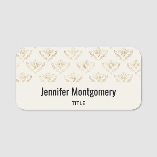 Golden Bumble Bee met kroonpatroon Naamplaatje (Voorkant)