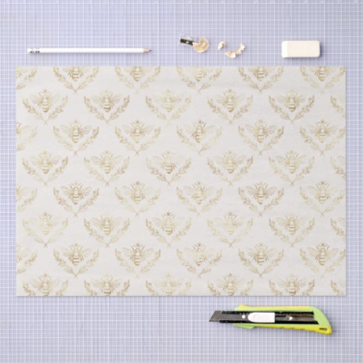 Golden Bumble Bee met kroonpatroon Tissuepapier (Craft)