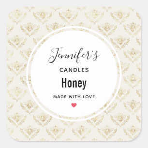 Golden Bumble Bee met kroonpatroon Vierkante Sticker