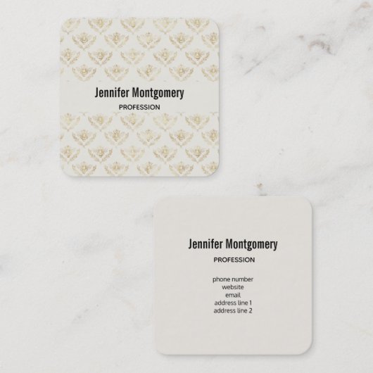 Golden Bumble Bee met kroonpatroon Vierkante Visitekaartje (Voorkant / Achterkant)