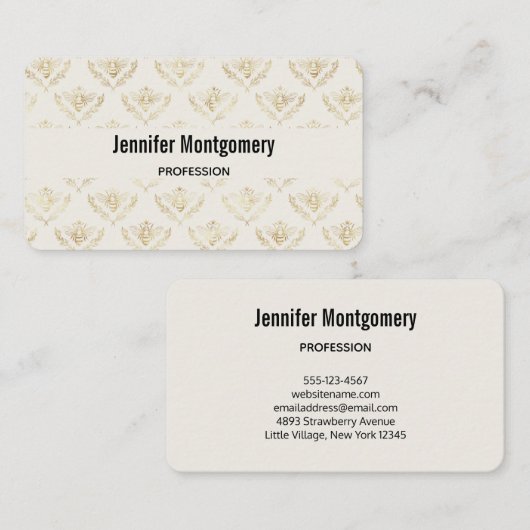 Golden Bumble Bee met kroonpatroon Visitekaartje (Voorkant / Achterkant)