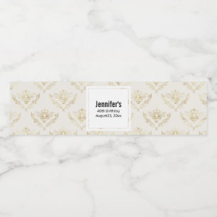 Golden Bumble Bee met kroonpatroon Waterfles Etiket