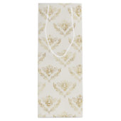 Golden Bumble Bee met kroonpatroon Wijn Cadeautas (Achterkant)